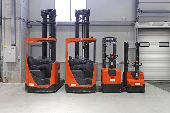 forklifts parked at a construction site